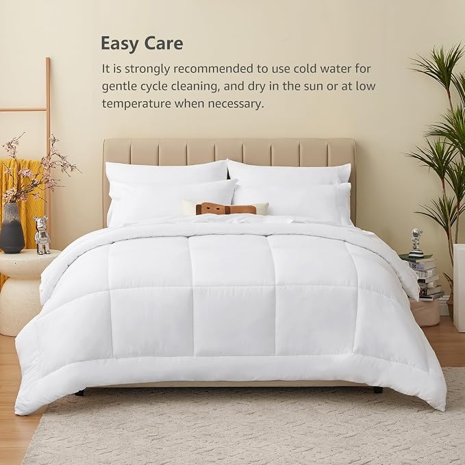 CozyLux Queen Comforter Set White, 7 Pieces Bed in a Bag, All Season Bedding - Image 4