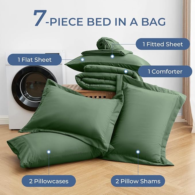 Sasttie King Size Comforter Set, 7 Pieces Bed in a Bag King, Complete Bedding - Image 6