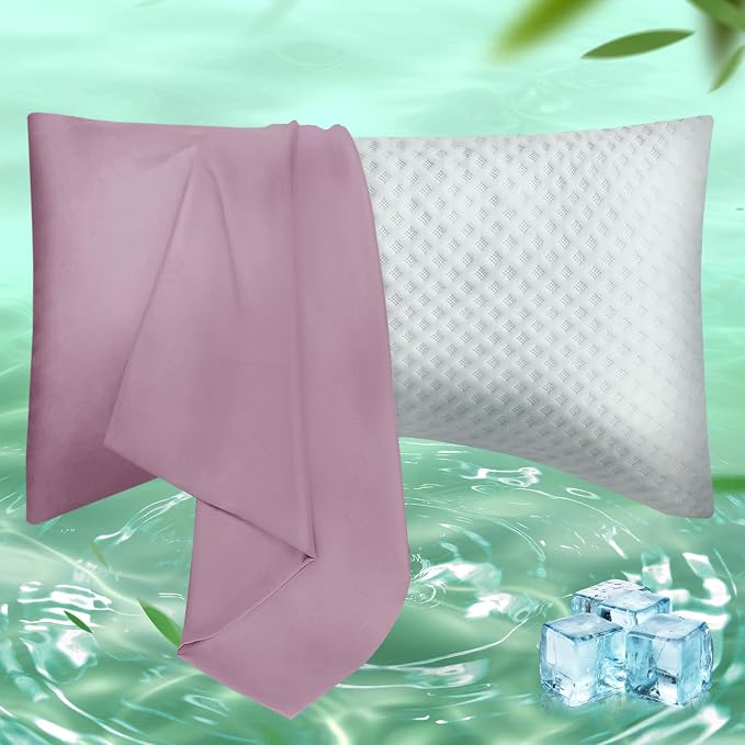 Curved Pillow Case King Size, Side Sleeper Pillow Cases Cover Cooling Rayon by JamRest