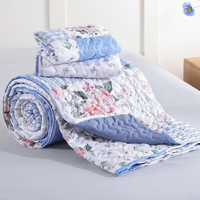 YIKUSH Quilt Sets King Size Floral Quilt Set 3 Pieces Bedding Set Bedspreads - Image 6