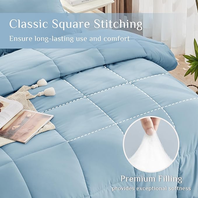 JOLLYVOGUE Queen Comforter Set, Ultra-Soft Bed in a Bag Queen Size 7 Pieces - Image 3