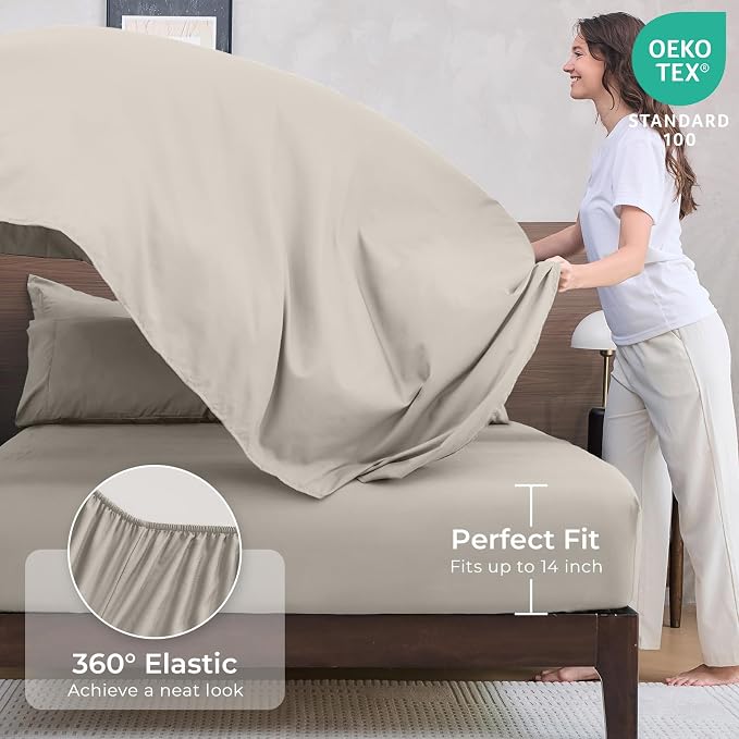HEVUMYI Oatmeal California King Comforter Set - Image 5