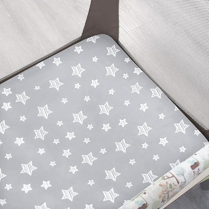 Pack and Play Sheets, 2 Pack Mini Crib Sheets, Stretchy Playard Fitted Sheet - Image 2