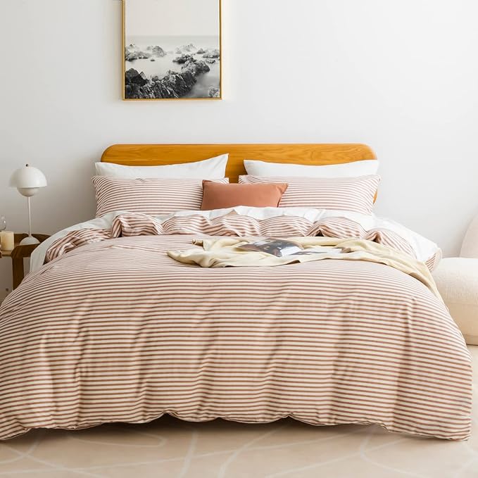 JELLYMONI 100% Natural Cotton 2pcs Striped Duvet Cover Sets, by JELLYMONI