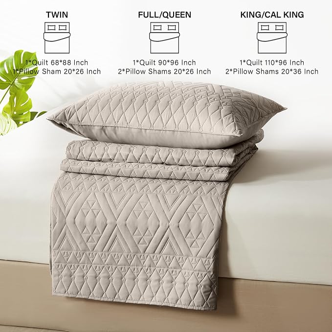 akkialla Twin Quilt Set, Taupe Lightweight Microfiber Bedspread Coverlet - Image 7