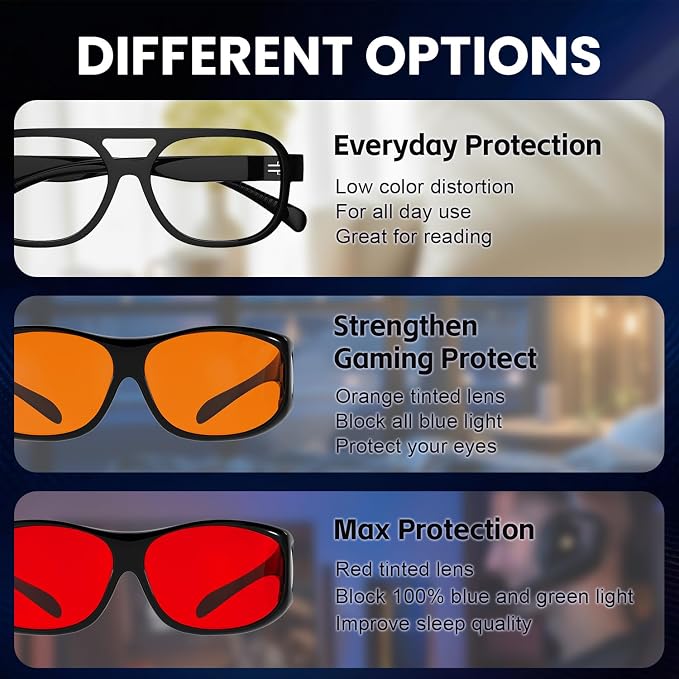 Eyekepper Red Lens Blue Light Glasses Men, Fitover Blue Light Blocking Glasses - Image 4