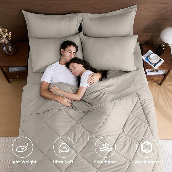 HEVUMYI Oatmeal Twin Comforter Set - Image 2