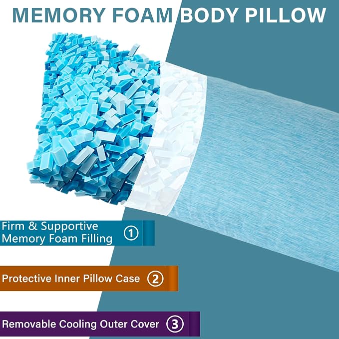 1 MIDDLE ONE Body Pillow, Cooling Memory Foam Body Pillows - Image 2