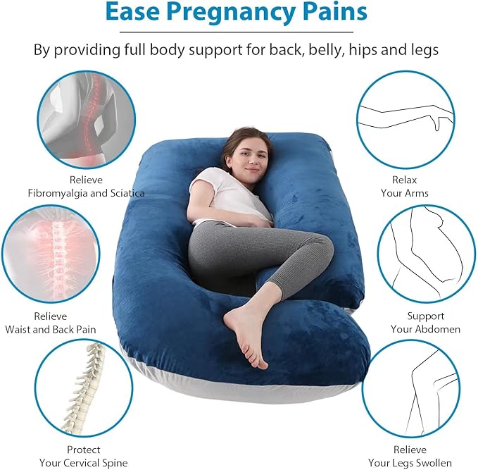 Jcickt Pregnancy Pillow J-Shaped Full Body Pillow, 59 inch - Image 3