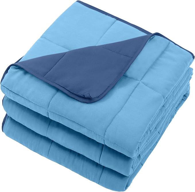 Blue Weighted Blanket for Adults 15lbs, Twin Full Size Cooling Heavy Throw - Image 7