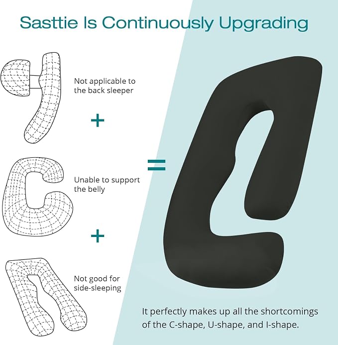 Sasttie Pregnancy Pillows for Sleeping, Jumbo U Shaped Cooling Full Body Pillow - Image 5