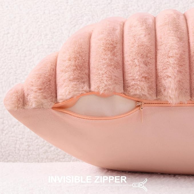 Pallene Faux Fur Plush Lumbar Throw Pillow Covers 12x20 Set of 2, Luxury Soft - Image 3