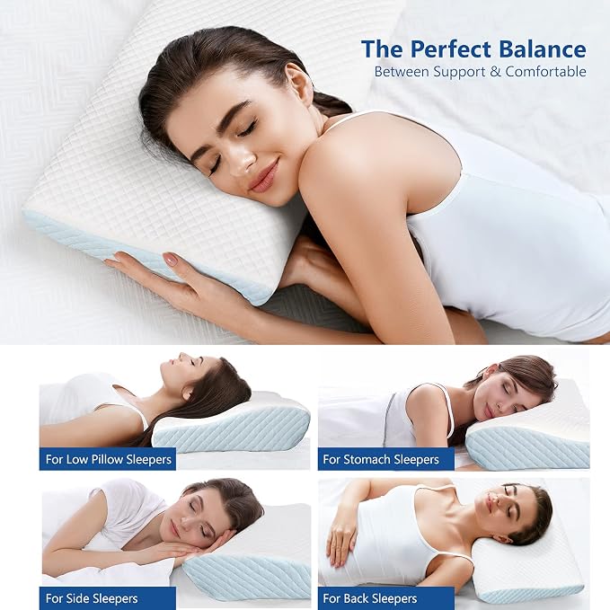 ZAMAT Memory Foam Pillow for Neck Pain Relief, Adjustable Ergonomic Cervical - Image 3