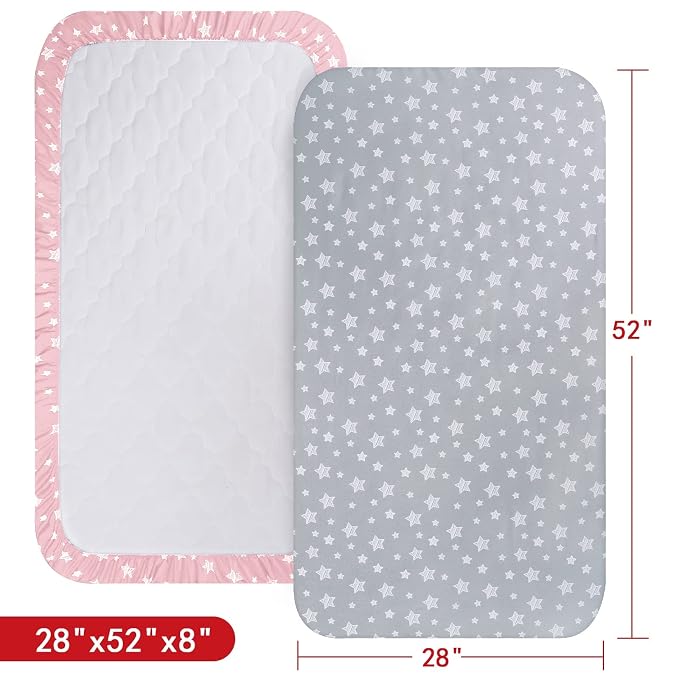 Crib Sheets for Girls 2 Pack, Fitted Crib Sheet for Standard Size Crib and - Image 5