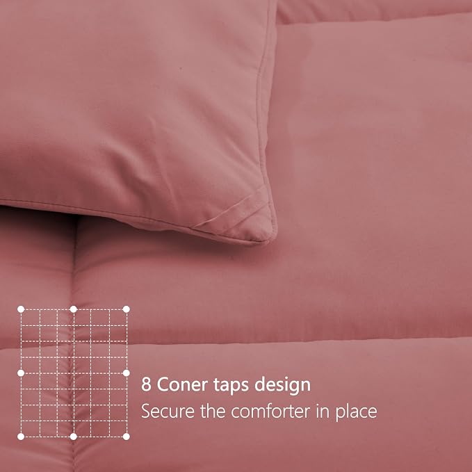 TEXARTIST Premium 2100 Series Queen Comforter All Season Breathable Dusty Pink - Image 5