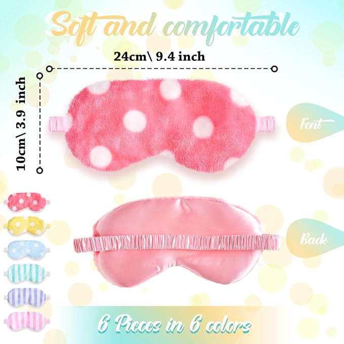 Cuffbow 6 Pack Plush Sleep Mask Set, Cute Plush Eye Masks - Image 2