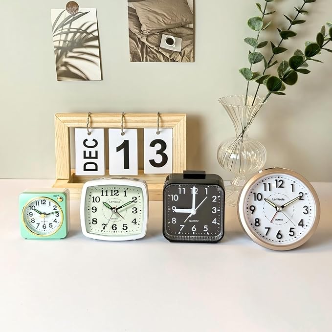 Lamisola Small Analog Travel Alarm Clock, Battery Operated Desk Table Shelf - Image 3