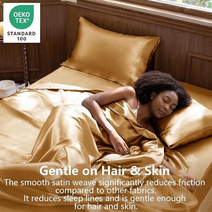 CozyLux Satin Sheets Queen Size Bed Set - Image 2