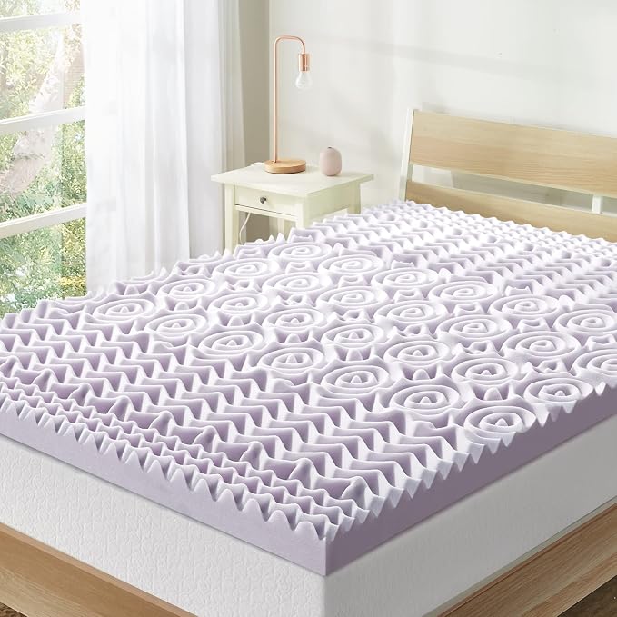 Mellow 3 Inch 5-Zone Memory Foam Mattress Topper, Soothing Lavender Infusion by MELLOW