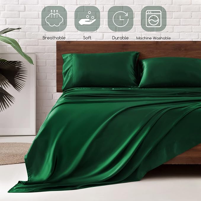 MR&HM Satin Bed Sheets, King Size Sheets Set - Image 5