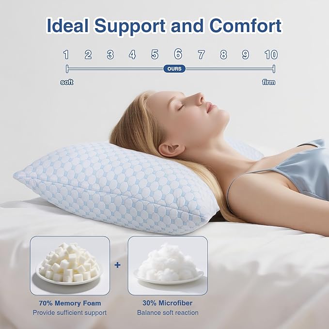 Favocama Cooling Pillow for Sleeping, Shredded Memory Foam Pillows King Size - Image 3