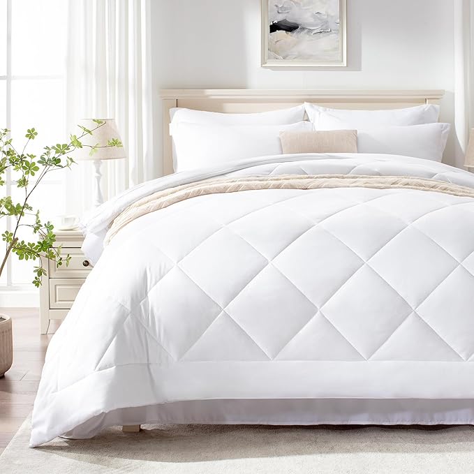 Love's cabin Twin XL Comforter Set White, 5 Pieces Twin XL Bed in a Bag - Image 2