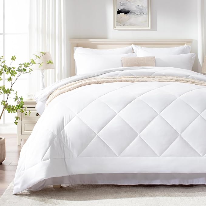 Love's cabin California King Comforter Set White, 7 Pieces California King Bed - Image 2