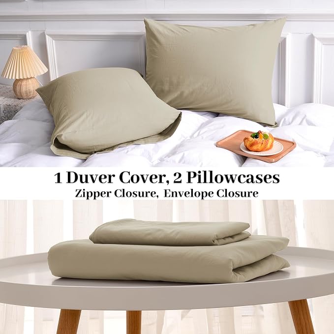 NEXHOME PRO Duvet Cover Set 100% Washed Cotton Oversized King 120"x98" Linen - Image 9