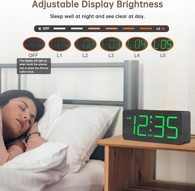 DreamSky Wooden Digital Alarm Clock - Image 4