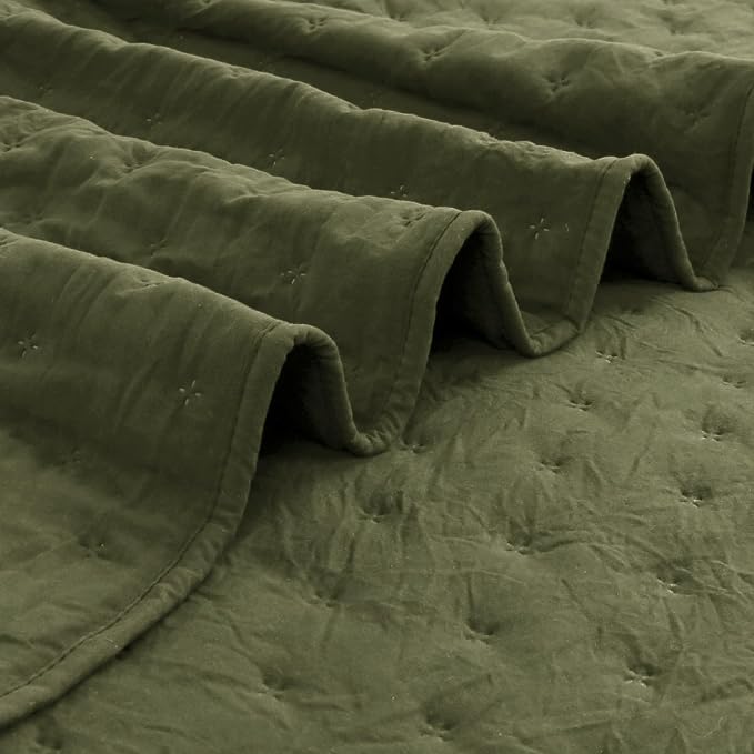 ROARINGWILD Olive Green Cloud Twin Size Quilt Bedding Sets - Image 6