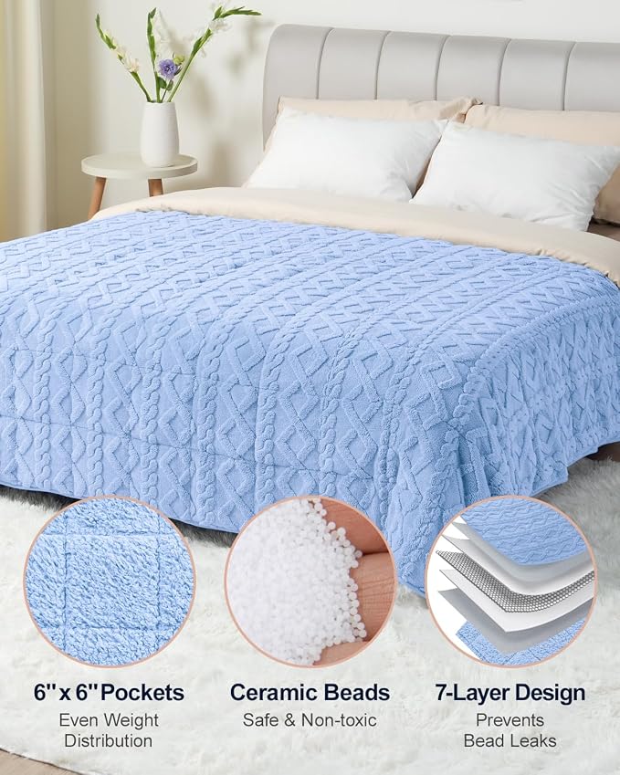 Super Fuzzy Soft Sherpa Fleece Weighted Blanket, 15 lbs Dual Sided Fluffy Heavy - Image 8