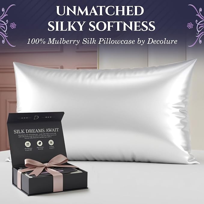 DECOLURE 100% Pure Mulberry Silk Pillow Case King Size – Highest Grade 30 Momme - Image 2