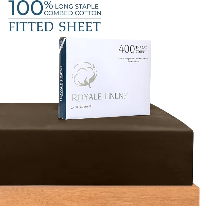 Royale Linens 400 Thread Count 100% American Grown Cotton Fitted Sheet King Size - Image 2