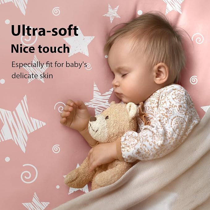 Baby Crib Sheets Girl, 3 Pack Toddler Bed Sheets Fit - Image 2