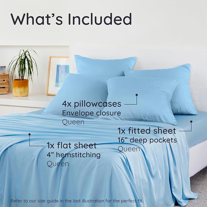 Bambaw 6pcs Set of 100% Viscose Derived from Bamboo Sheets - Image 2