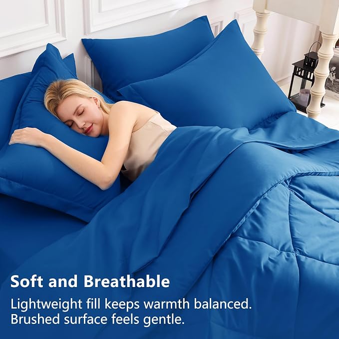 CozyLux Queen Comforter Set Classic Blue - Image 3