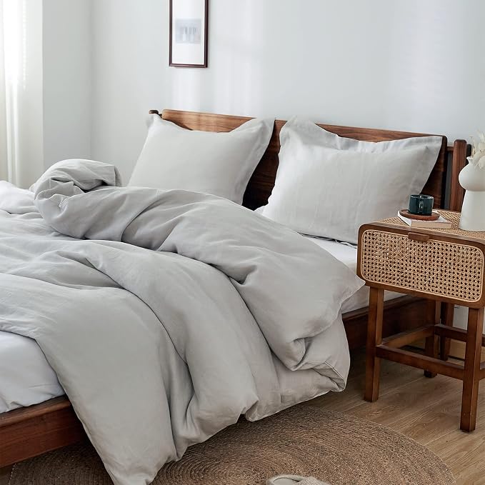 Simple&Opulence 100% Linen Duvet Cover Set 3pcs Basic Style Natural French - Image 8