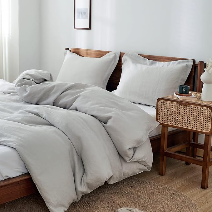 Simple&Opulence 100% Linen Duvet Cover Set 3pcs Basic Style Natural French - Image 8