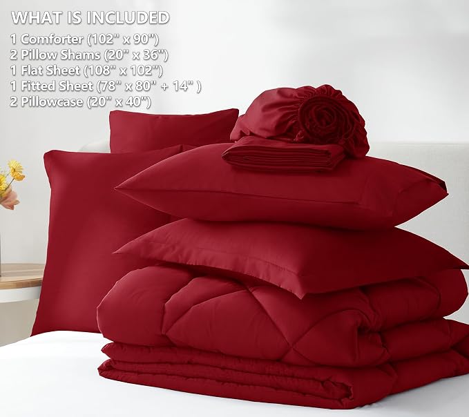 CozyLux King Size Comforter Set Dark Red - Image 6