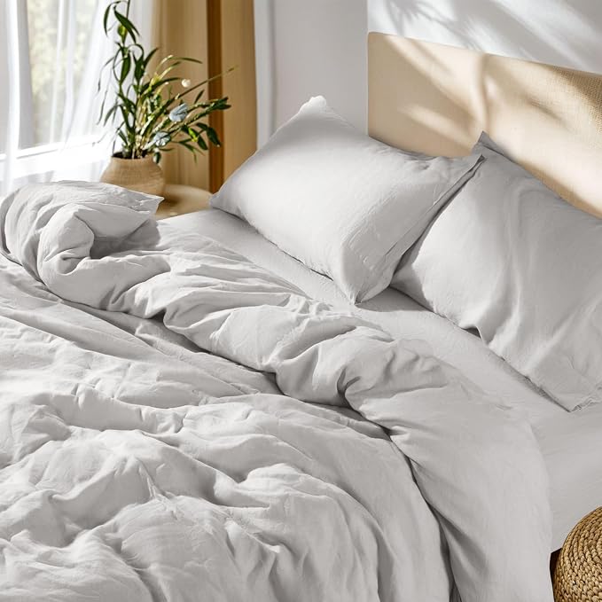 SONORO KATE 100% French Linen Duvet Cover King Size, Soft Breathable by SONOROKATE