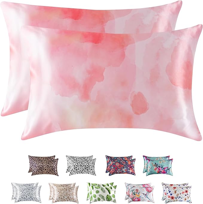 MR&HM Satin Pillowcase for Hair and Skin, Silk Satin Pillowcase 2 Pack by MRHM