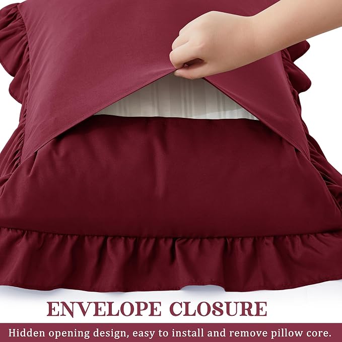 KKJIAF Ruffle Pillow Cases King Size Set of 2, Ruffled Pillow Covers - Image 5
