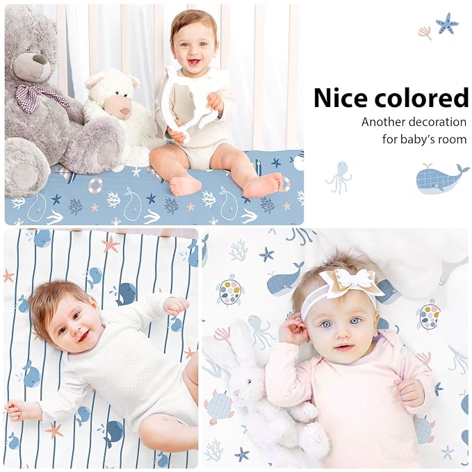 Baby Crib Sheets for Boys and Girls, 3 Pack Toddler Bed Sheets for 52”x28” - Image 6