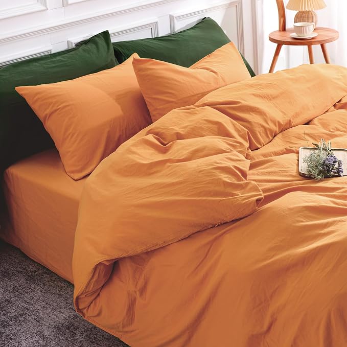 NEXHOME PRO Duvet Cover Set Oversized Queen 98"x98" Linen Look Textured Organic - Image 3