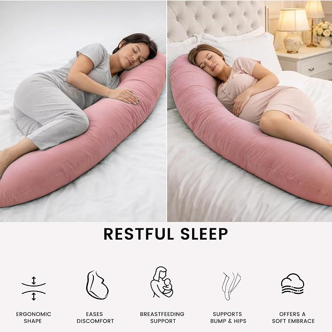 Pregnancy Pillow for Side Sleeping, 74 Inch C Shaped Long Body Pillow, Sleep - Image 5