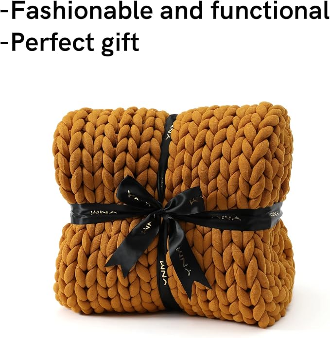 YnM Knitted Weighted Blanket, Handmade Chunky Knitted Design, Soft and Cozy - Image 4