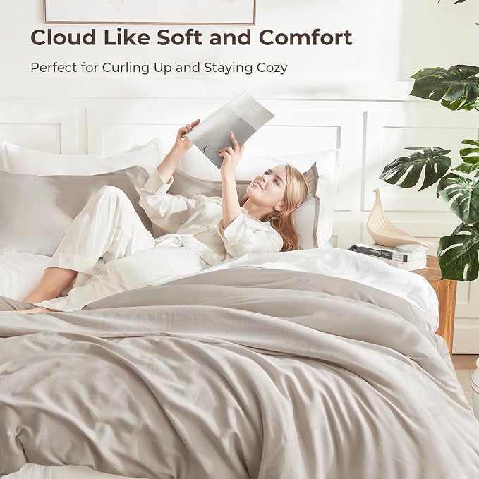Litanika Oversized King Comforter 120x98, 3 Pieces Linen Lightweight Solid - Image 2