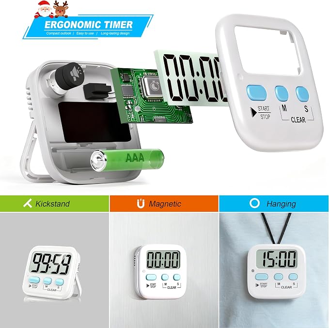 Antonki 2 Pack Digital Timer for Kids, Magnetic Countdown Kitchen Timers for - Image 5