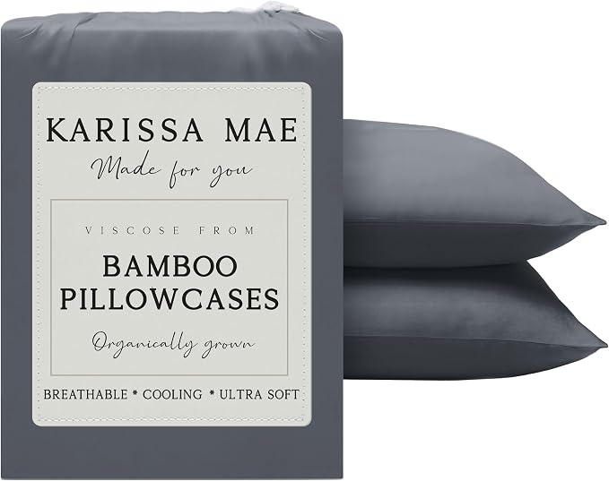 Karissa Mae Cooling Bamboo Viscose Standard Size Pillowcase Set | 100% by KARISSAMAE