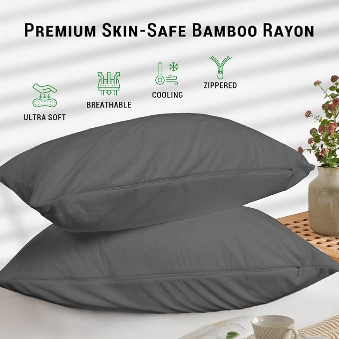 Gogreen Bamboo Rayon Waterproof Pillow Protector, Breathable Pillow Cover - Image 7